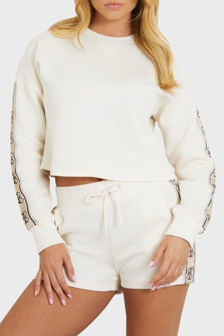 Guess Cymone Pamuklu Crop V3BQ16KB3P2 Bayan Sweat V3BQ16 KB3P2 G6K5 EKRU - Guess