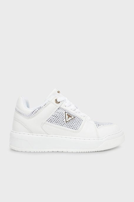 Guess Delove2 Taş Detaylı Logolu Sneaker FLTDL2LEA12 Bayan Ayakkabı FLTDL2 LEA12 WHITE BEYAZ - Guess