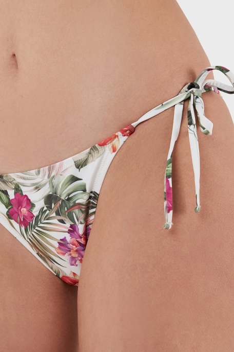 Guess Desenli Mikrofiber Yandan Bağlamalı String Bayan Bikini Altı E02O21MC045 P06W BEYAZ-YEŞİL - Guess (1)