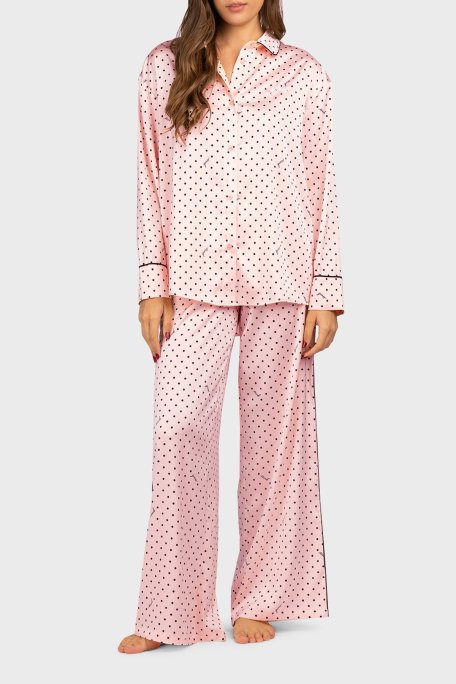 Guess Desenli Streç Comfort Fit Yüksek Bel Bol Paça O4BX16WEFC2 Bayan Pijama Takımı O4BX16 WEFC2 P6DQ PEMBE - Guess