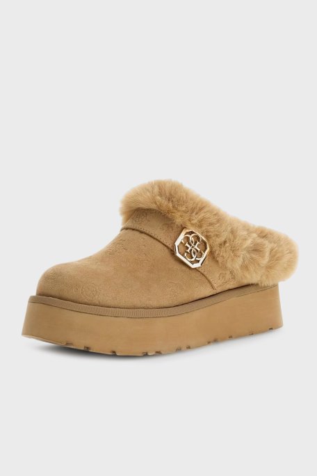 Guess Dolmana2 4G Logolu Yumuşak Tüylü FLFDOCESU06 Kadın Terlik FLFDOC ESU06 COGNA TABA - Guess (1)