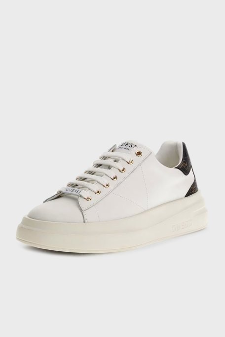 Guess Elba 4G Logo Baskılı Kalın Taban Sneaker FMPVIBLEA12 Erkek Ayakkabı FMPVIB LEA12 WBROC BEYAZ - Guess