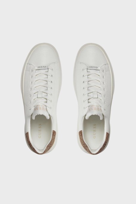Guess Elba Deri Logolu Bağcıklı Sneaker FMPVIBLEA12 Erkek Ayakkabı FMPVIB LEA12 WBEIB BEYAZ - Guess (1)