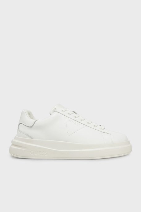Guess Elba Logolu Kalın Tabanlı Sneaker FMJLBALEA12 Erkek Ayakkabı FMJLBA LEA12 WHITE BEYAZ - Guess