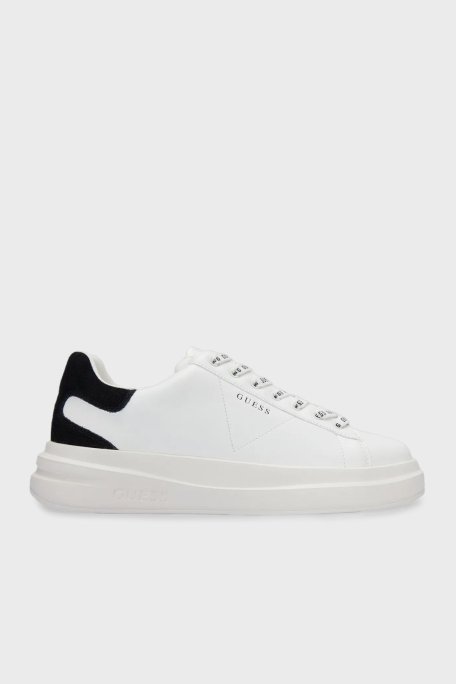 Guess Elba Logolu Kalın Tabanlı Sneaker FMPVIBSUE12 Erkek Ayakkabı FMPVIB SUE12 WHIBK BEYAZ-SİYAH - Guess
