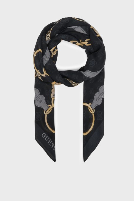 Guess Emelie Logolu 120 x 120 cm Desenli Modal AW5482MOD03 Kadın Eşarp AW5482 MOD03 BLO SİYAH - Guess (1)