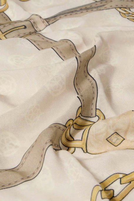 Guess Emelie Logolu 120 x 120 cm Desenli Modal AW5482MOD03 Kadın Eşarp AW5482 MOD03 VNO BEJ - Guess (1)