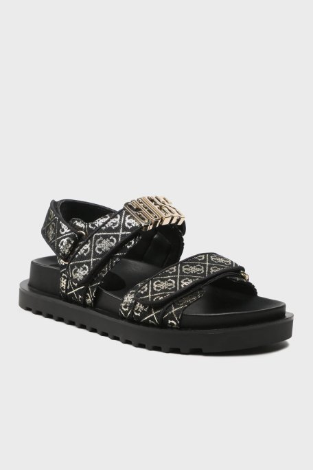 Guess Fabelis Logolu FL6FBSFAL03 Bayan Sandalet FL6FBS FAL03 BLKPL SİYAH-GOLD - Guess