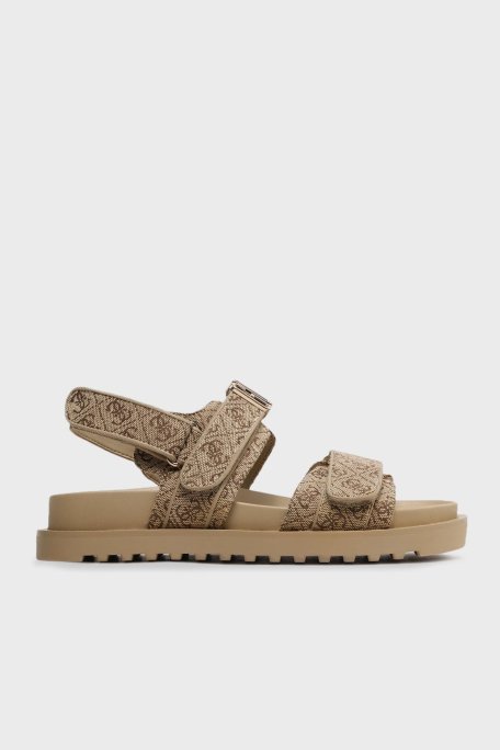 Guess Fabelis2 Logolu Cırtlı Kadın Sandalet FL6FB2 FAL03 BEIBR BEJ - Guess