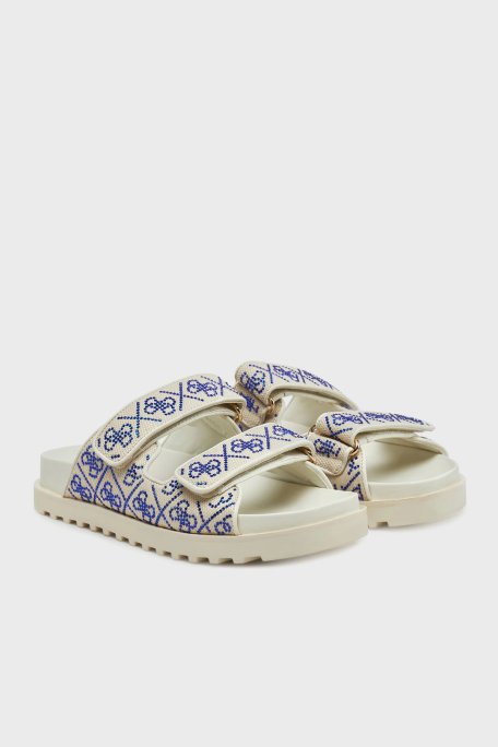 Guess Fadeliza 4G Taş Logolu Cırt Cırtlı FLJFDZFAB19 Kadın Terlik FLJFDZ FAB19 CREAM KREM-LACIVERT - Guess (1)