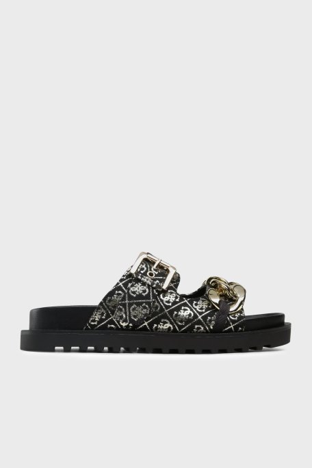 Guess Fatema Logolu FL6FATFAL03 Kadın Terlik FL6FAT FAL03 BLKPL SİYAH-GOLD - Guess
