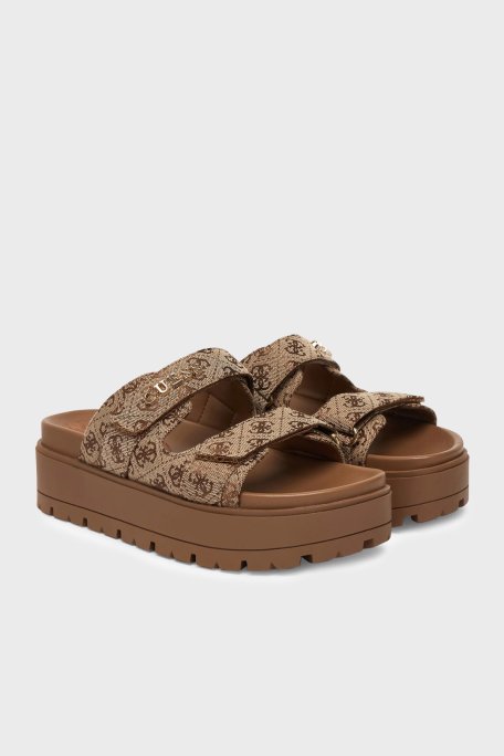 Guess Faxon 4G Logolu Kalın Taban Kadın Sandalet FLJF2X FAL03 BEIBR BEJ - Guess (1)