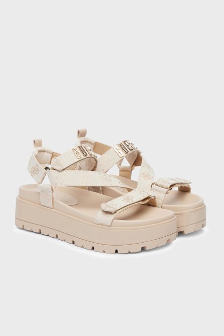 Guess Fetta 4G Logolu Baskılı Kalın Tabanlı FLJFTTFAL03 Kadın Sandalet FLJFTT FAL03 CREAM KREM - Guess (1)