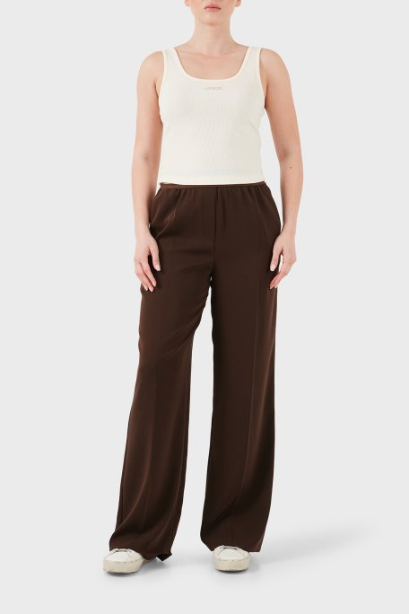 Guess Fitilli Slim Fit Yuvarlak Yaka V6GP05K2970 Kadın Top V6GP05 K2970 G1O6 KREM - Guess (1)