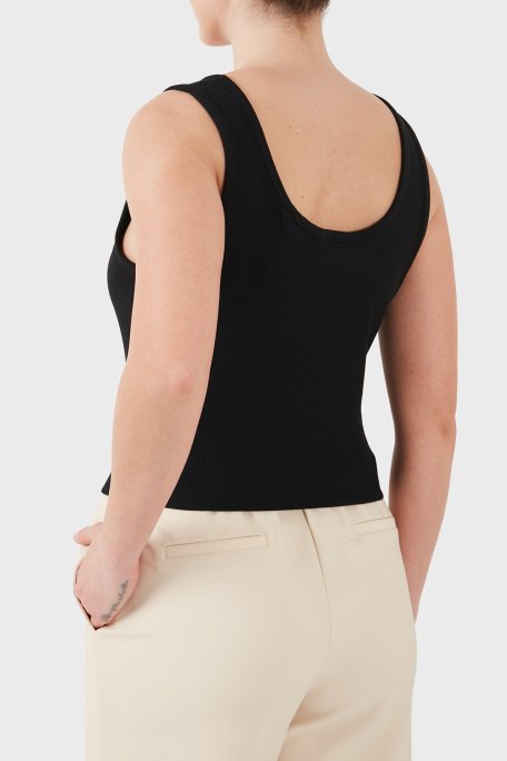 Guess Fitilli Slim Fit Yuvarlak Yaka V6GP05K2970 Kadın Top V6GP05 K2970 JBLK SİYAH - Guess (1)