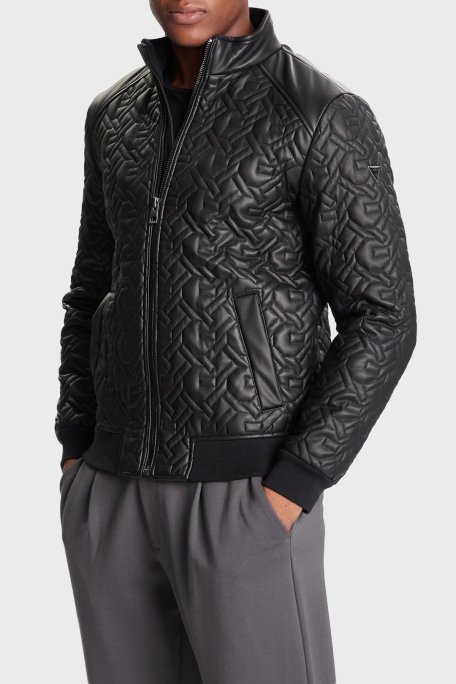 Guess G Chain Kapitoneli Regular Fit Dik Yaka Fermuarlı M5BL2EW1050 Erkek Ceket M5BL2E W1050 JBLK SİYAH - Guess