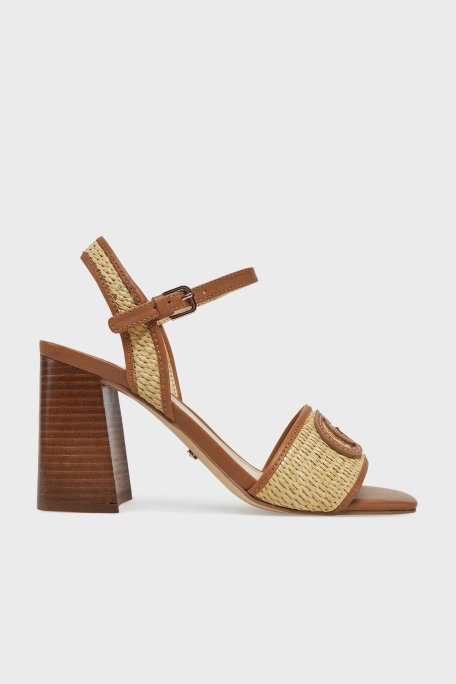 Guess Ganika Logolu Deri Karışımlı Kalın Topuklu FLJGNKFAB03 Kadın Ayakkabı FLJGNK FAB03 NATU TABA - Guess