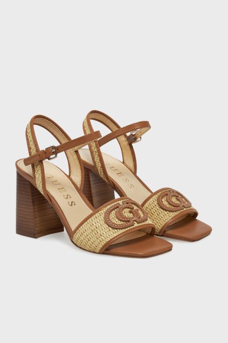 Guess Ganika Logolu Deri Karışımlı Kalın Topuklu FLJGNKFAB03 Kadın Ayakkabı FLJGNK FAB03 NATU TABA - Guess (1)