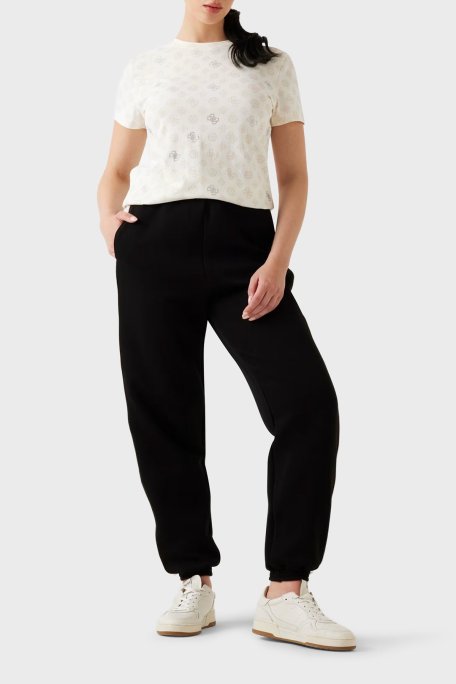 Guess Gloria 4G Logo Baskılı Pamuklu Regular Fit Bisiklet Yaka V5YI04I3Z14 Bayan T Shirt V5YI04 I3Z14 P0JN BEYAZ - Guess (1)