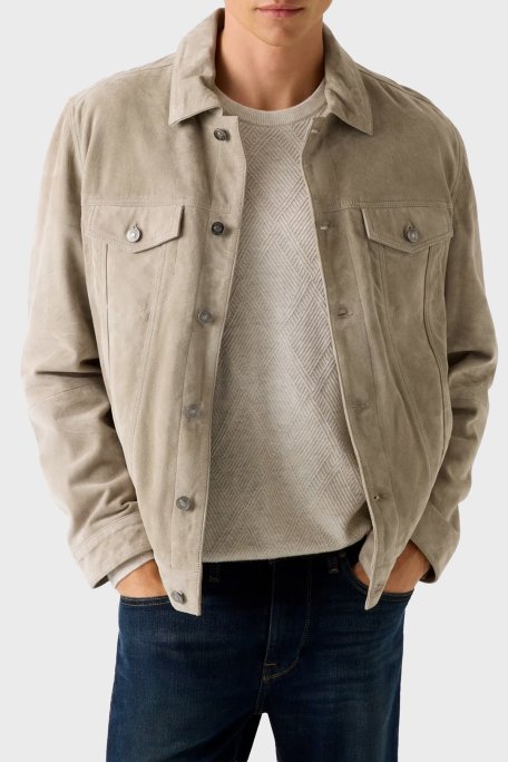 Guess Goat Suede Regular Fit Klasik Yaka Süet Dokulu M5BL0DL0W90 Erkek Ceket M5BL0D L0W90 F10N VİZON - Guess