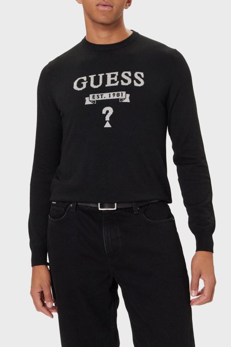Guess Hammond İpek ve Yün Karışımlı Slim Fit Bisiklet Yaka Erkek Kazak M5YR00 Z0122 JBLK SİYAH - Guess
