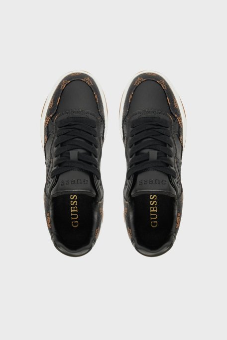 Guess Happy3 4G Logolu Kalın Taban Sneaker FLTHPYFAL12 Bayan Ayakkabı FLTHPY FAL12 BLKBR SİYAH-KAHVE - Guess (1)