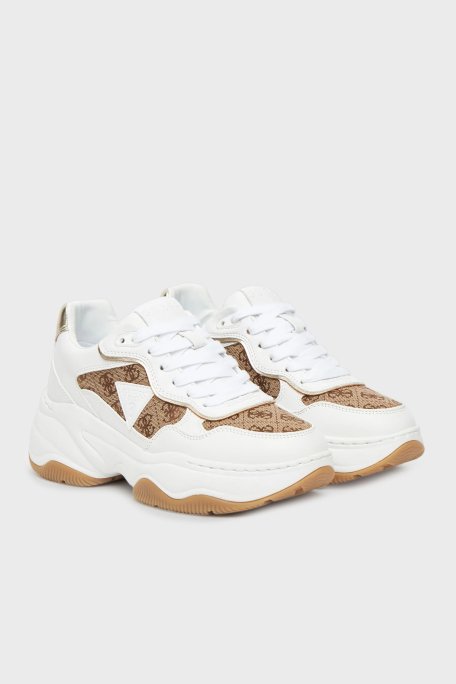 Guess Happy4 4G Logolu Kalın Tabanlı Sneaker FLTHP4FAL12 Bayan Ayakkabı FLTHP4 FAL12 BEIBR BEYAZ-BEJ - Guess (1)