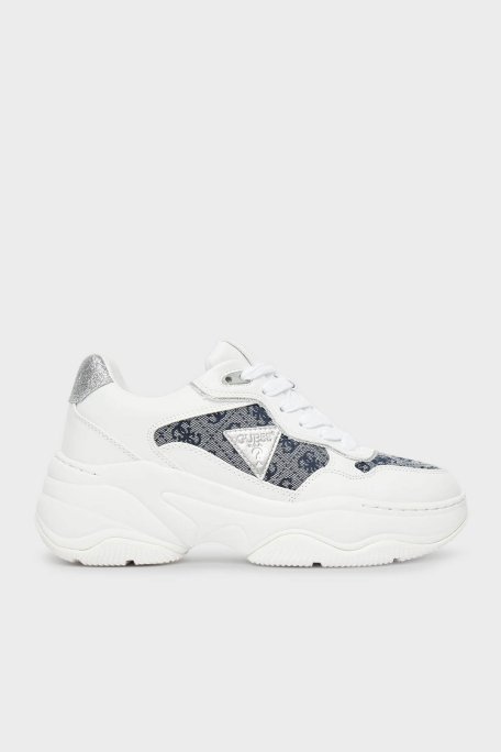 Guess Happy4 4G Logolu Kalın Tabanlı Sneaker FLTHP4FAL12 Bayan Ayakkabı FLTHP4 FAL12 WHBLU BEYAZ-MAVİ - Guess