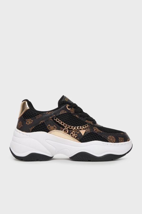 Guess Harpaa Logo Zincirli Bağcıklı Sneaker FLPHARFAL12 Bayan Ayakkabı FLPHAR FAL12 BLKBR SİYAH - Guess