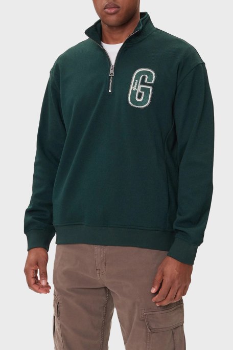 Guess Harris Logolu Regular Fit Yarım Fermuarlı Dik Yaka M5BQ18K0552 Erkek Sweat M5BQ18 K0552 G8H6 HAKİ - Guess