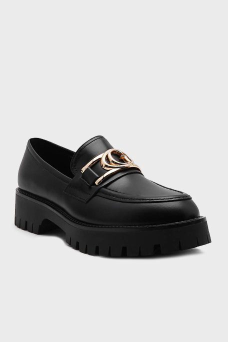 Guess Ilary Hakiki Deri Kalın Taban Loafer FL7ILRLEA14 Bayan Ayakkabı FL7ILR LEA14 BLACK SİYAH - Guess