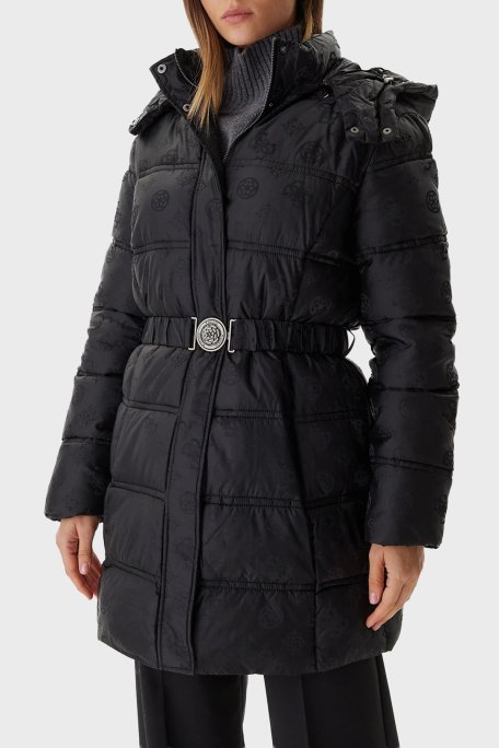 Guess Imma Kapitoneli Regular Fit Çıkarılabilir Kapüşonlu Su İtici W5BL44W2912 Bayan Mont W5BL44 W2912 JBLK SİYAH - Guess