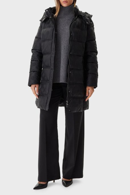 Guess Imma Kapitoneli Regular Fit Çıkarılabilir Kapüşonlu Su İtici W5BL44W2912 Bayan Mont W5BL44 W2912 JBLK SİYAH - Guess (1)