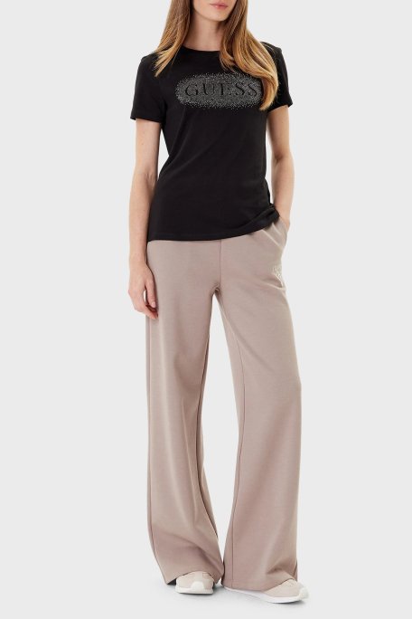 Guess Ingrid Taşlı Streç Pamuklu Regular Fit Bisiklet Yaka V5YI08J1314 Bayan T Shirt V5YI08 J1314 JBLK SİYAH - Guess (1)