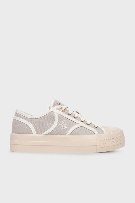 Guess Issah Logolu Bağcıklı Sneaker FLPISSFAL12 Bayan Ayakkabı FLPISS FAL12 SAND GRİ - Guess