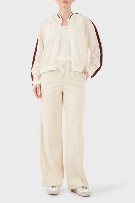 Guess Jakarlı Logolu Kolej Yaka Fermuarlı V6GL01K2960 Kadın Sweat V6GL01 K2960 FW07 KREM - Guess (1)