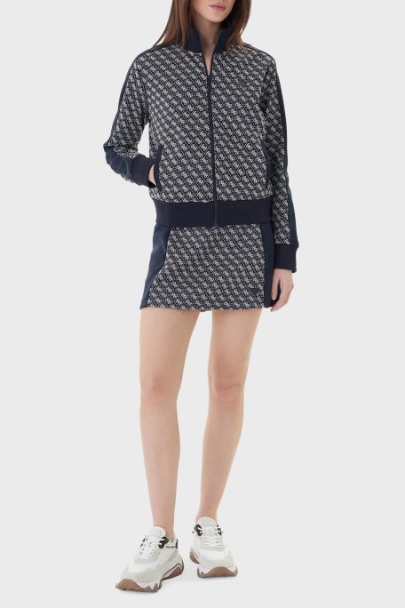 Guess Jakarlı Logolu Regular Fit Dik Yaka Fermuarlı V6RQ08K2042 Bayan Sweat V6RQ08 K2042 FJBB LACİVERT - Guess (1)