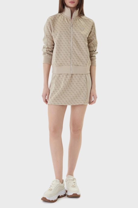 Guess Jakarlı Logolu Regular Fit Dik Yaka Fermuarlı V6RQ08K2042 Bayan Sweat V6RQ08 K2042 FNN0 BEJ - Guess (1)