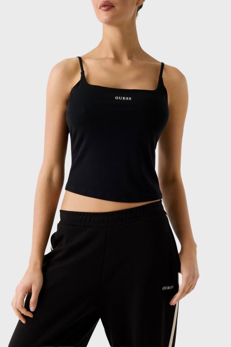 Guess Jasmine Fitted Fit Yuvarlak Yaka Logolu V6GP18K3470 Bayan Top V6GP18 K3470 JBLK SİYAH - Guess