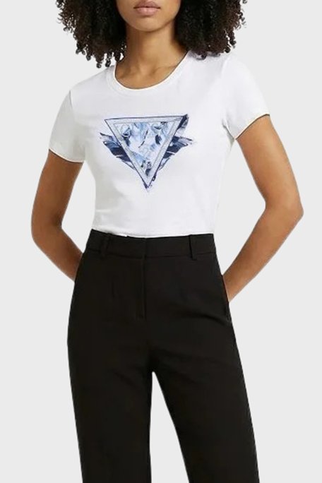 Guess Jersey Pamuklu Slim Fit Logo Baskılı W6GI11K3026 Bayan T Shirt W6GI11 K3026 G011 BEYAZ - Guess (1)