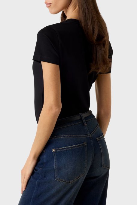 Guess Jersey Pamuklu Üçgen Logolu Slim Fit Bisiklet Yaka W6RI32J1314 Bayan T Shirt W6RI32 J1314 JBLK SİYAH - Guess (1)