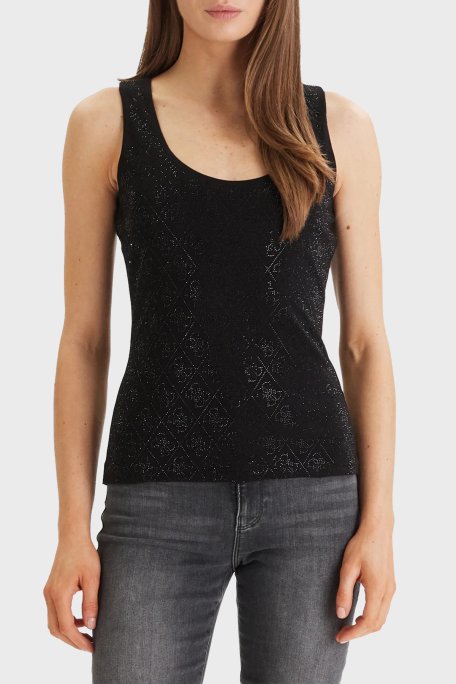 Guess Jersey Taşlı Logolu Pamuklu Regular Fit Yuvarlak Yaka W6GP10K2932 Bayan Top W6GP10 K2932 JBLK SİYAH - Guess