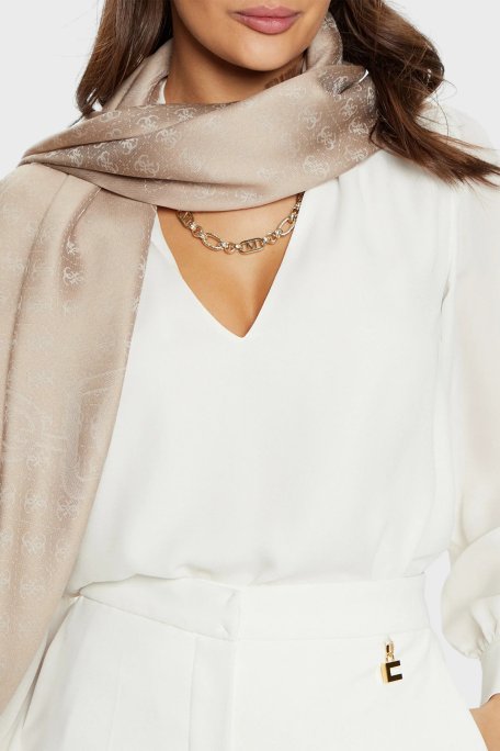 Guess Kefiah Jakarlı Logo Baskılı Modal Karışımlı 130 x 130 cm AW5191POL03 Kadın Şal AW5191 POL03 SAN BEJ - Guess (1)