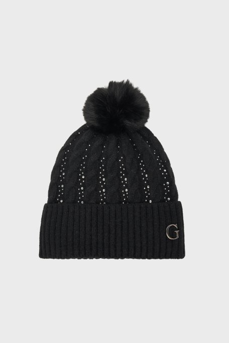 Guess Knitted Taşlı Örgülü AW5385POL01 Bayan Bere AW5385 POL01 BLA SİYAH - Guess