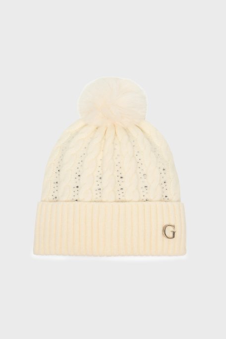 Guess Knitted Taşlı Örgülü AW5385POL01 Bayan Bere AW5385 POL01 WHI BEYAZ - Guess