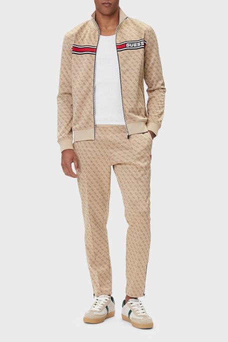 Guess Korbin Pamuklu Jakarlı Logo Baskılı Regular Fit Dik Yaka Z2BQ06K7122 Erkek Sweat Z2BQ06 K7122 P13W BEJ - Guess (1)