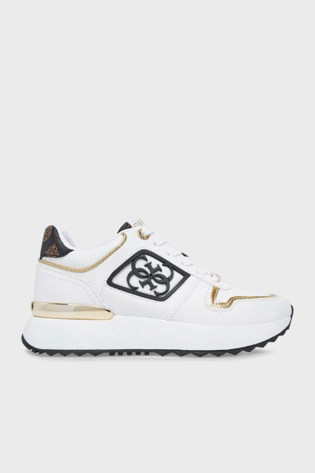 Guess Koyaa 4G Logolu Kalın Taban Sneaker FLJKOYELE12 Bayan Ayakkabı FLJKOY ELE12 WHBRO BEYAZ-KAHVE - Guess