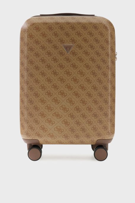 Guess Latona Logolu Şifreli Fermuarlı Bayan Kabin Boy Valiz TWHK92 11983 LTL KAHVERENGİ - Guess