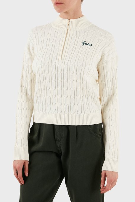Guess Lavinia Regular Fit Yarım Fermuarlı Dik Yaka Örgü V5BR02Z0572 Bayan Kazak V5BR02 Z0572 G1O6 EKRU - Guess
