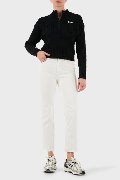 Guess Lavinia Regular Fit Yarım Fermuarlı Dik Yaka Örgü V5BR02Z0572 Bayan Kazak V5BR02 Z0572 JBLK SİYAH - Guess (1)
